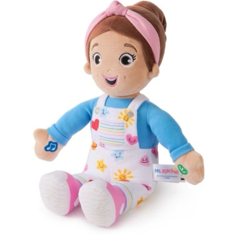 Ms Rachel Big Friendship Speak & Sing Plush Doll Songs white print overalls toy